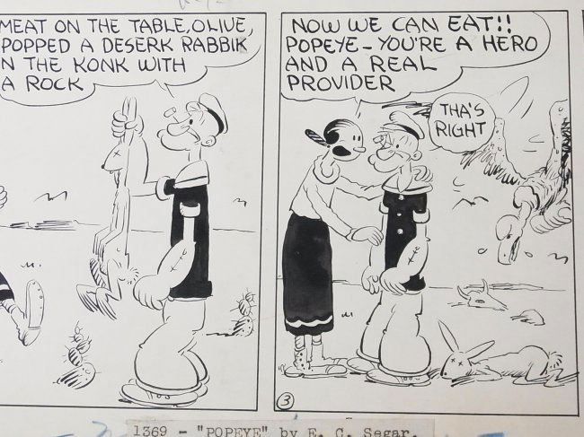 E C Segar Popeye Olive Oyl Panel Comic Strip Lot