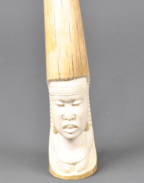 106 AFRICAN IVORY TUSK CARVING BUST OF WOMAN Lot 106