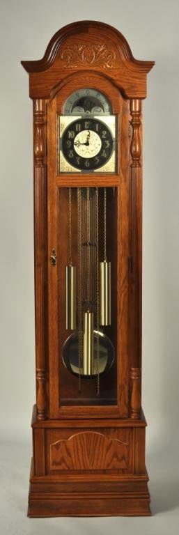 446: Ridgeway Oak Cased Grandfather Clock : Lot 446