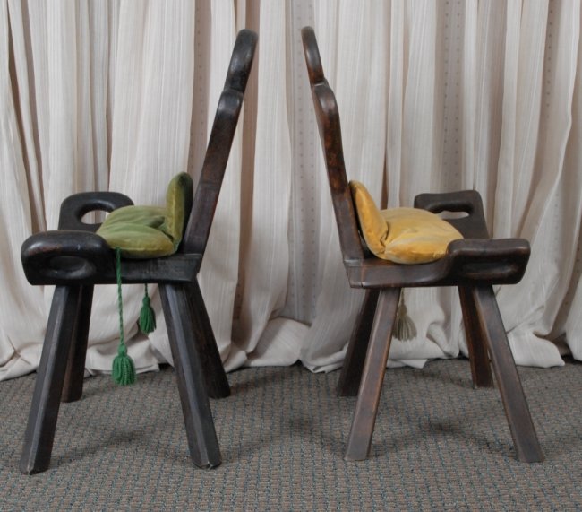 Pair Vintage Spanish Birthing Chairs w/Cushions Lot 313