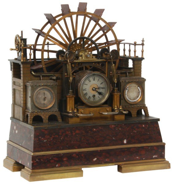 French Industrial Water Wheel Clock Lot 112