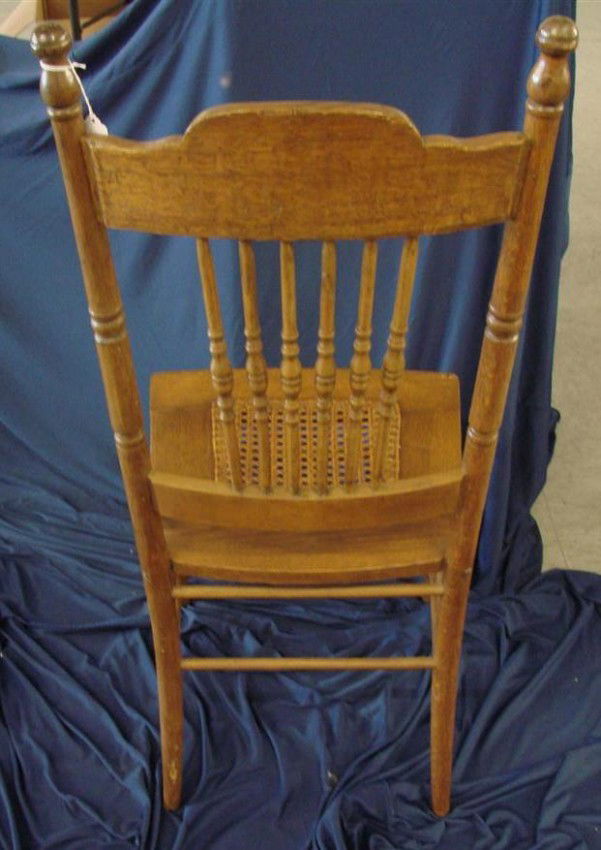 393 4 Antique Oak Pressed Back Cane Seat Chairs Lot 393