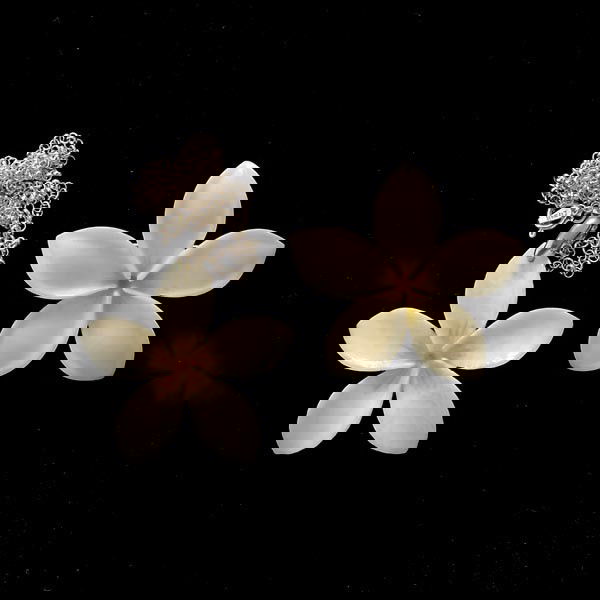 10 MING'S IVORY STERLING, SILVER PLUMERIA JEWELRY Lot 10