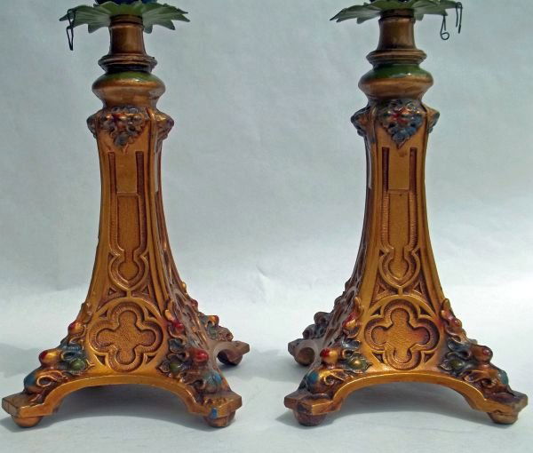 Pair of 1920's Electric Candlestick Mantel Lamps Lot 63