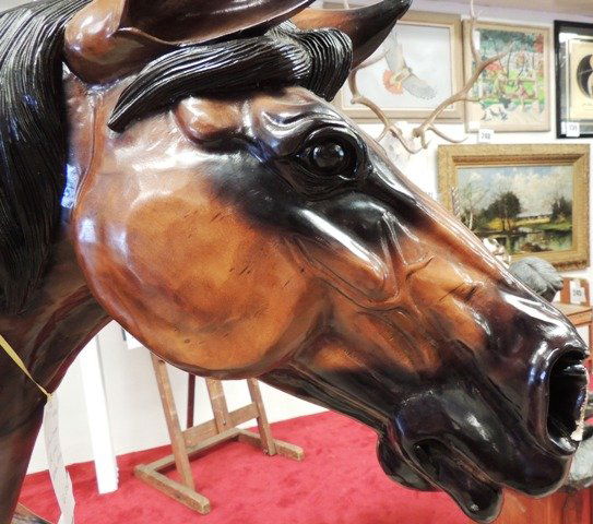 life size wooden horse statue