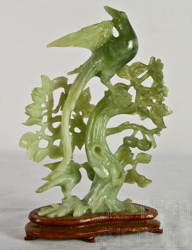 Chinese Jade Sculpture Phoenix and Birds in Plum Tree : Lot 44