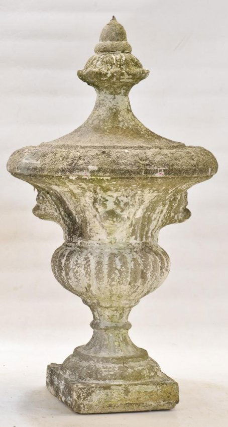 Pair Victorian concrete garden urns finials : Lot 1