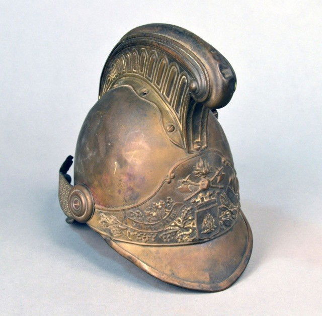 300 French Antique Brass Fireman's Helmet Lot 300