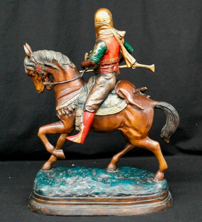 Large Cast Bronze Statue (Arab Hunter on Horse) : Lot 16