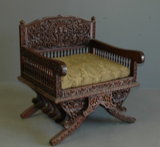 Teak Carved "Elephant" Chair Lot 187