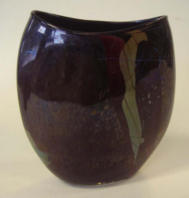 2 William Morris Artifact Glass Vessel Vase, signed Lot 2