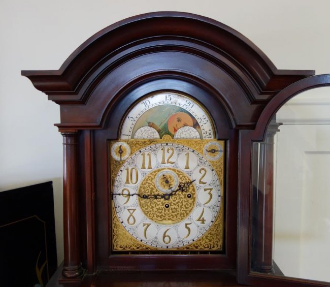 Bawo & Dotter 9 tube Mahogany Grandfather Clock : Lot 150