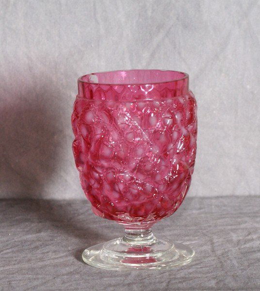 81 Large 11 piece cranberry glass punch bowl set with Lot 81