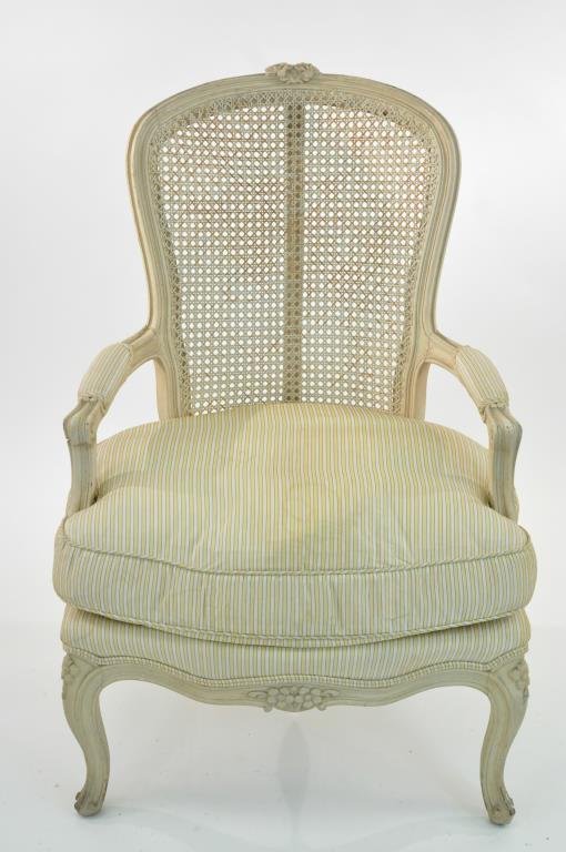 FRENCH CANE BACK BERGERE CHAIR Lot 204