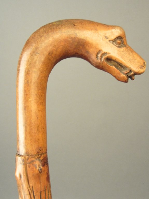 Antique Wood Walking Stick with Carved Animal Head : Lot 4