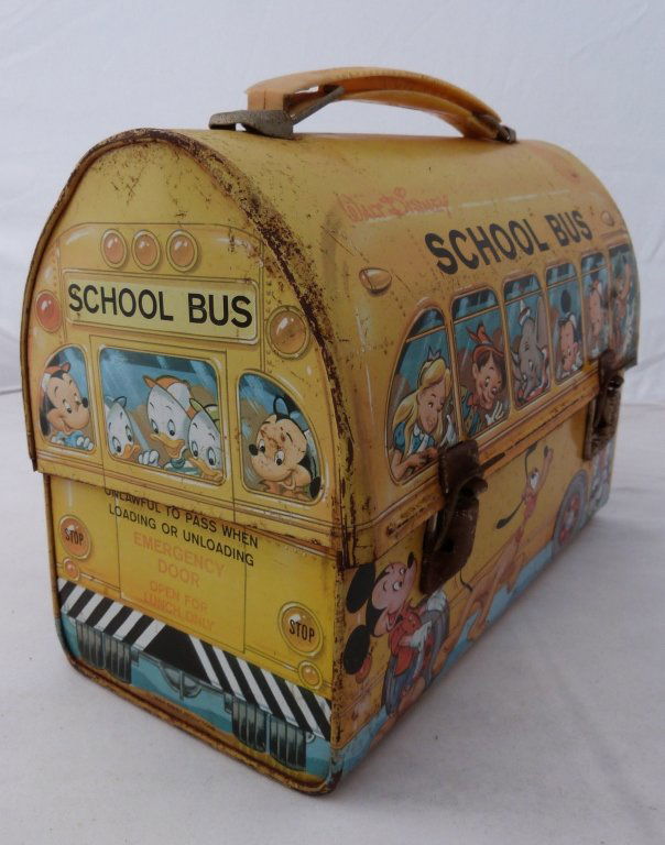 313:Walt Disney, Vintage School Bus Tin Lunch Box : Lot 313