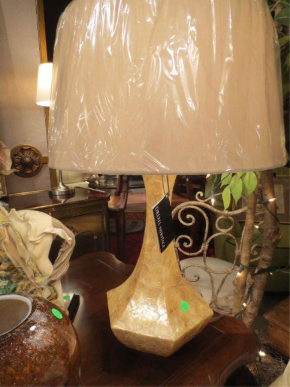 PAIR NEW DREXEL HERITAGE LAMPS, CAPIZ SHELL CLAD BASES, Lot 157