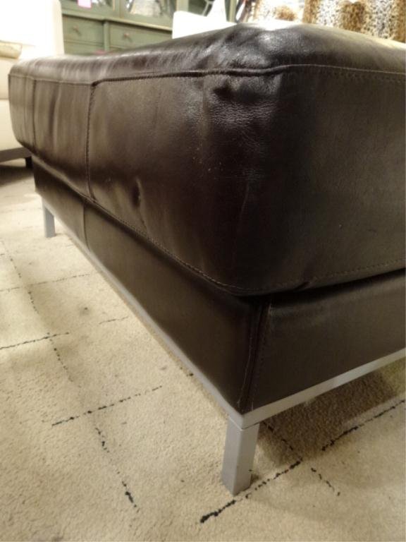BROWN LEATHER OTTOMAN, METAL LEGS WITH STEEL GRAY Lot 94