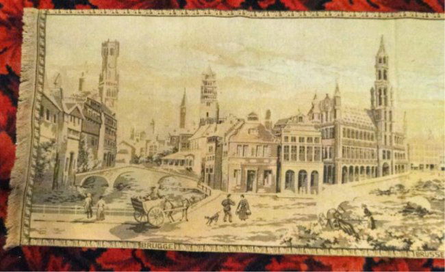 LARGE BELGIAN TAPESTRY, CITY LANDSCAPE, APPROX 55" X : Lot 162