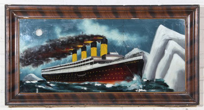 Reverse Glass Painting of the Titanic : Lot 132