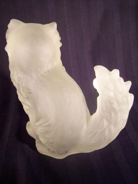 frosted glass cat figurine