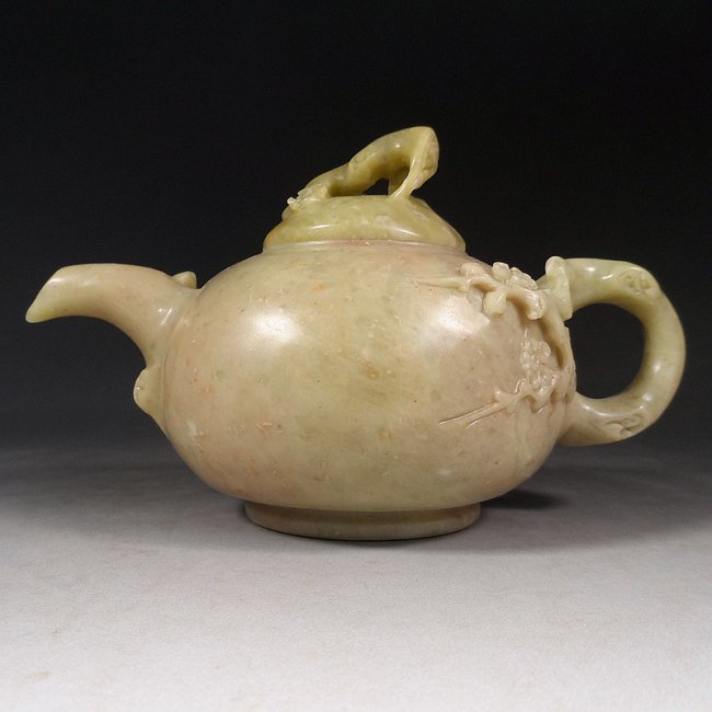 Fine Chinese Soapstone Carved Teapot Lot 8