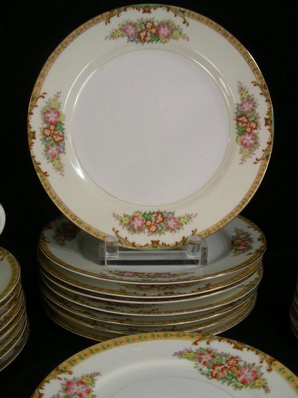 1252: HAND PAINTED DIAMOND CHINA MADE IN JAPAN FLORAL 3 : Lot 1252