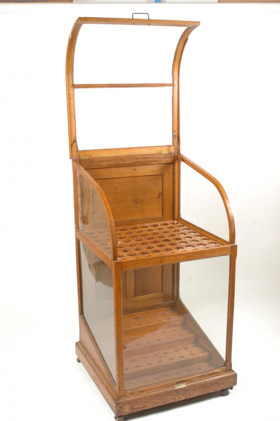 ANTIQUE OAK WALKING STICK AND CANE DISPLAY CASE Lot 109