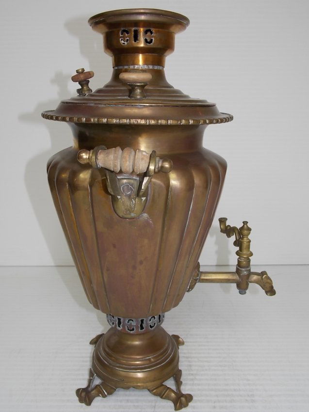 ANTIQUE BRASS RUSSIAN SAMOVAR COFFEE POT Lot 28