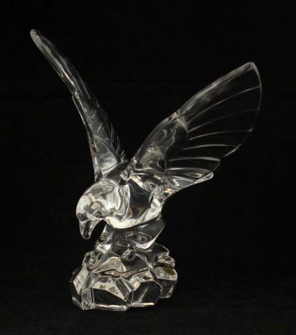 VAL ST. LAMBERT BELGIAN CRYSTAL EAGLE SCULPTURE : Lot 311