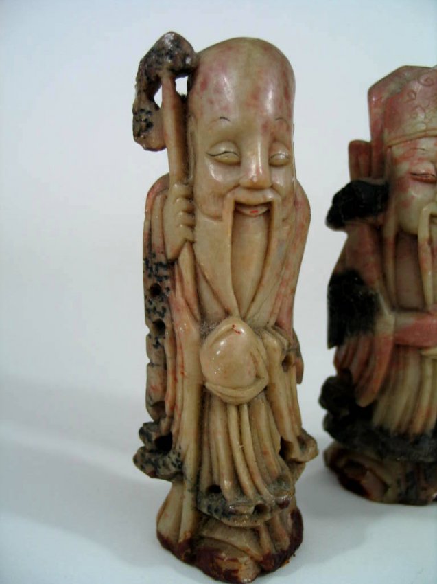 Antique Chinese soapstone Immortals Statues : Lot 272