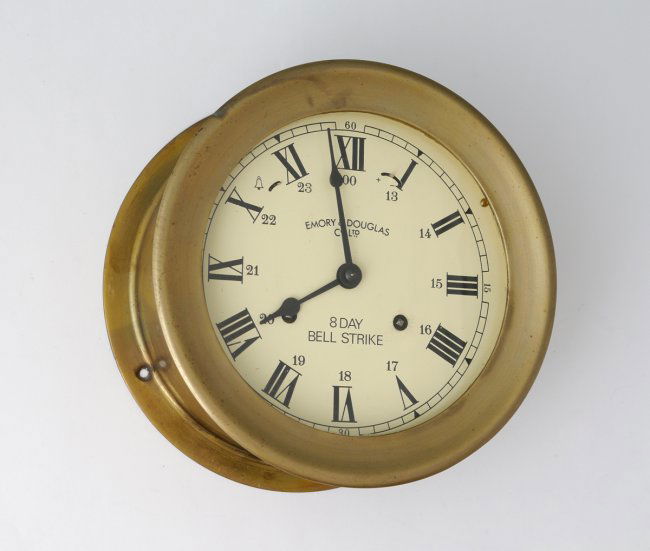 EMORY & DOUGLAS CO. BRASS SHIPS CLOCK : Lot 1411