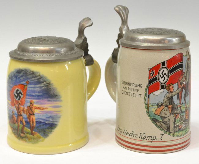 7 (2) GERMAN THIRD REICH MILITARY BEER STEINS, NAZI Lot 7