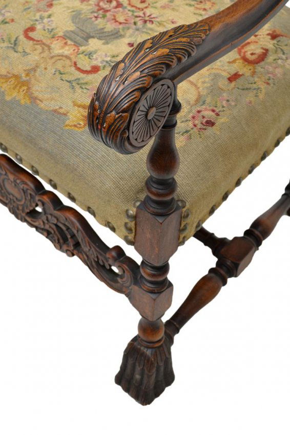 537 FINE FRENCH LOUIS XIV STYLE TAPESTRY ARM CHAIR Lot 537