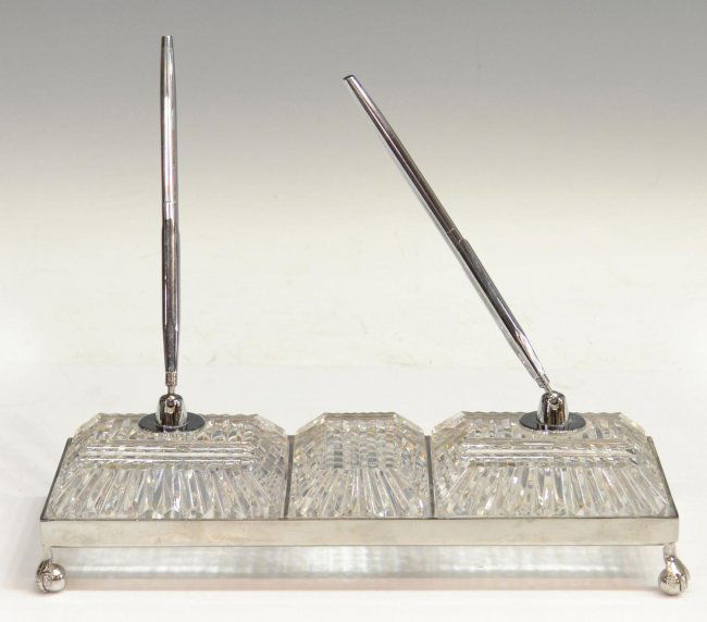 (4)WATERFORD CRYSTAL DESK SET, CLOCK & PAPERWEIGHT Lot 251