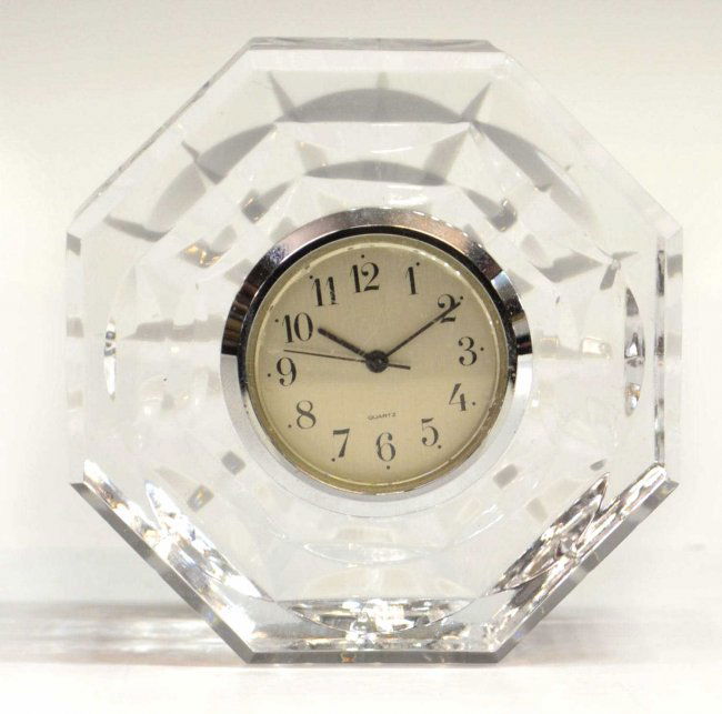 (4)WATERFORD CRYSTAL DESK SET, CLOCK & PAPERWEIGHT Lot 251