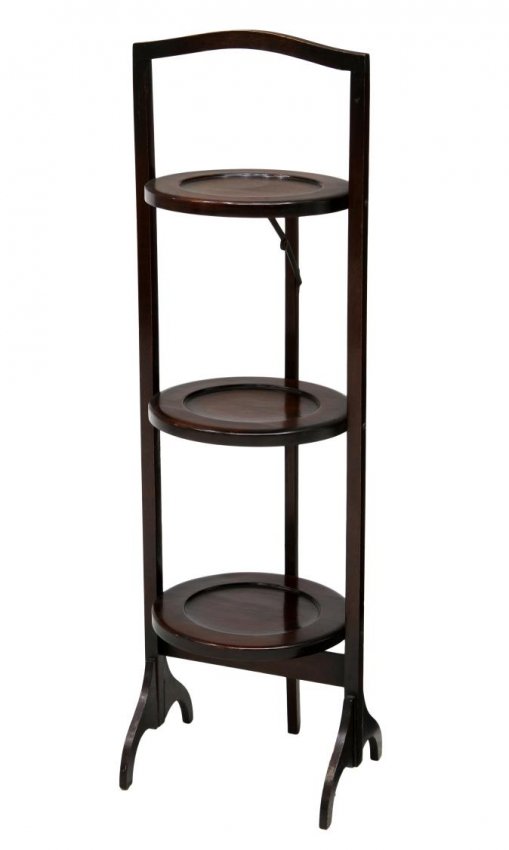 ENGLISH MAHOGANY THREE SHELF FOLDING PIE STAND : Lot 138