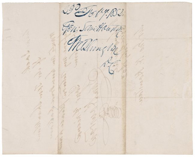 SAMUEL “SAM” HOUSTON Autograph Letter Signed 1852 : Lot 54