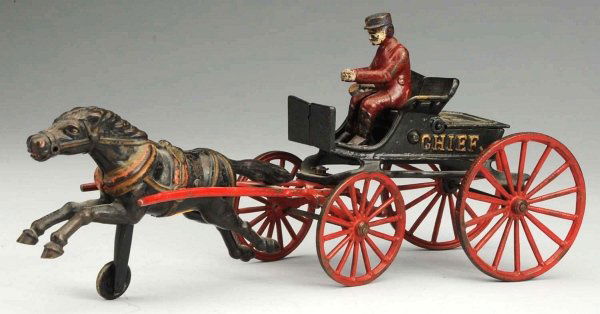 Cast Iron Horse-Drawn Fire Chief Wagon Toy. : Lot 138