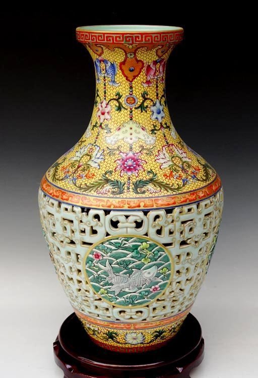 $83. Million Carved Chinese Qianlong Porcelain Vase : Lot 120B