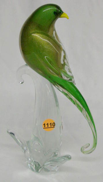 1110: 2 Formia Murano Glass Exotic Birds : Lot 1110