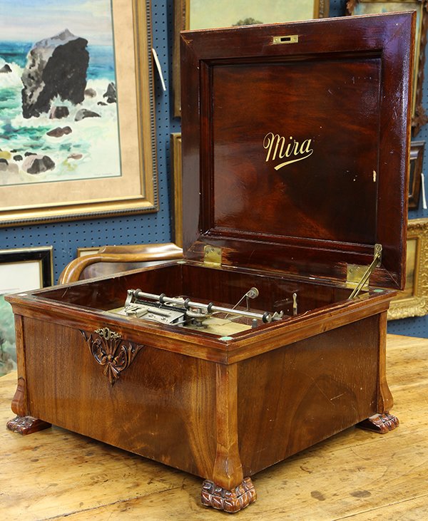Mira single comb mahogany music box Lot 2416A