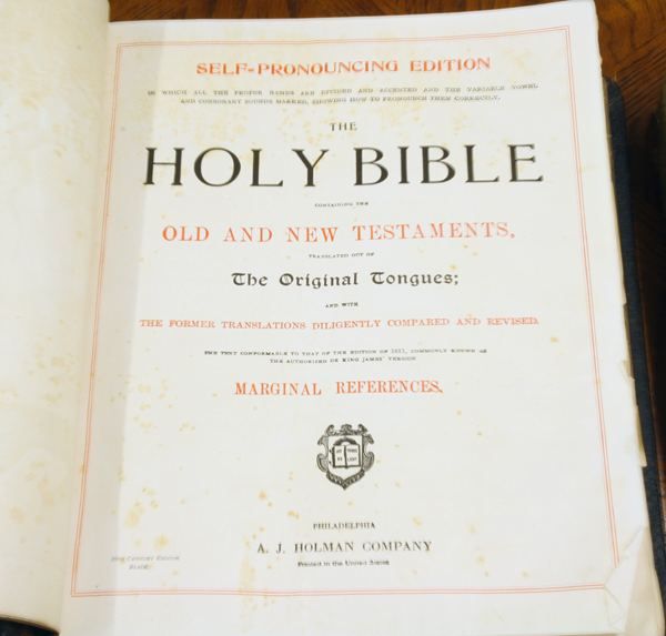 1306: Two large old family Bibles, (1) A.J. Holman Co., : Lot 1306