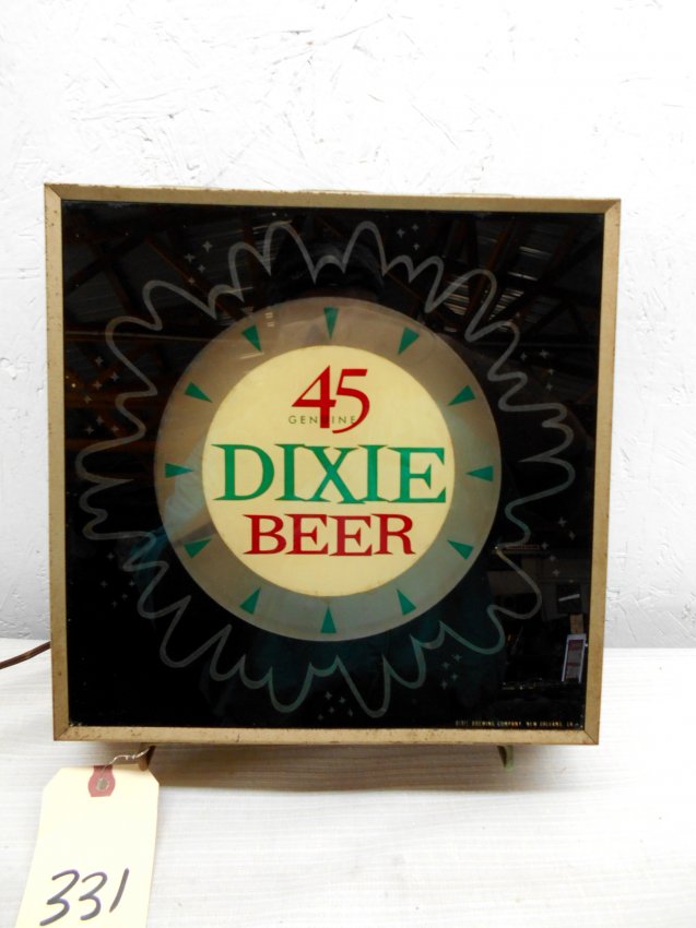 Dixie+Beer+Glass clock with retro Dixie Beer logo on front. Metal housing and glass ...