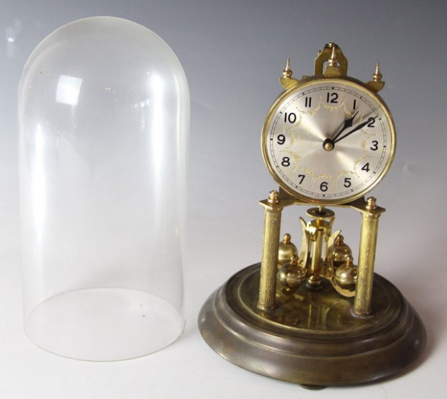 GERMAN GLASS DOME MANTLE CLOCK Lot 44008