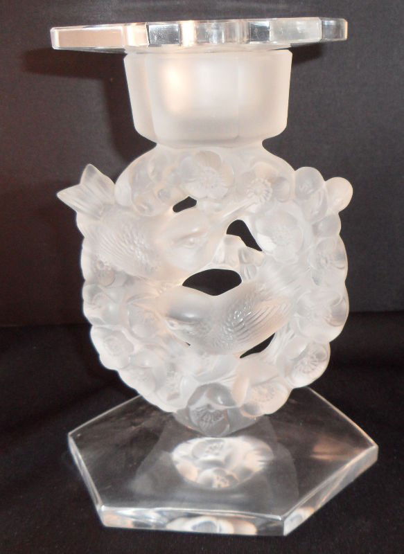 21 Lalique Crystal Mesanges Bird Candle Holders (Pr.) Lot 21