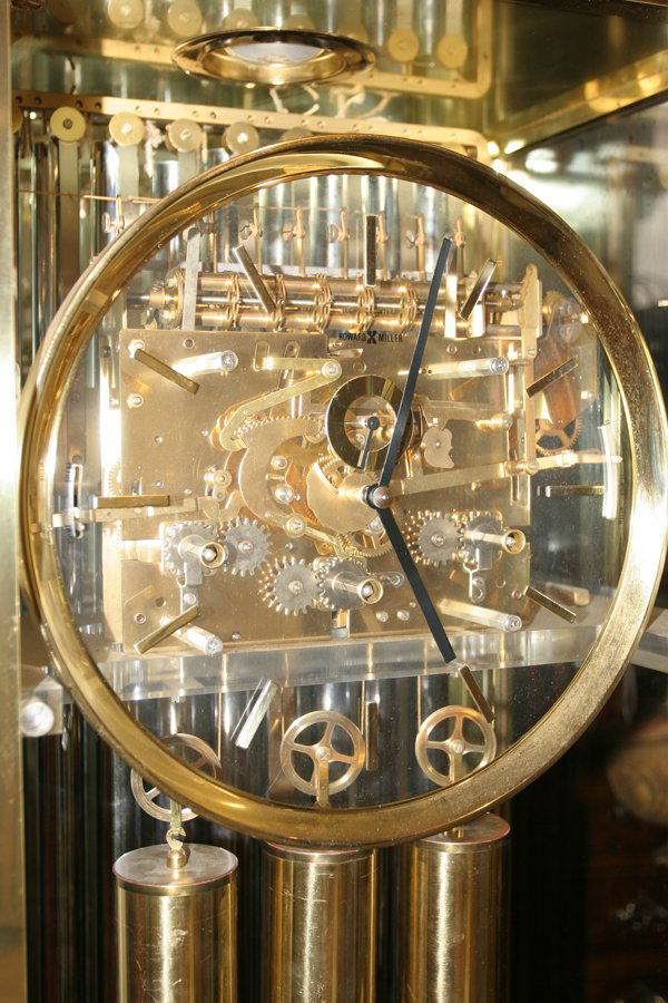 092106 HOWARD MILLER BRASS & GLASS GRANDFATHER CLOCK Lot 92106