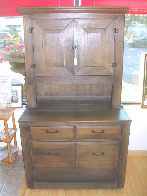 60128 ANTIQUE KITCHEN CUPBOARD PINE W FLOUR BIN DRAWER Lot 60128
