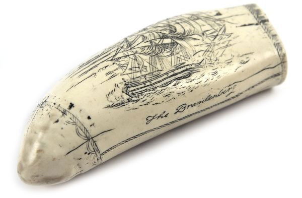 TWO FAUX SCRIMSHAW WHALES TEETH : Lot 5105