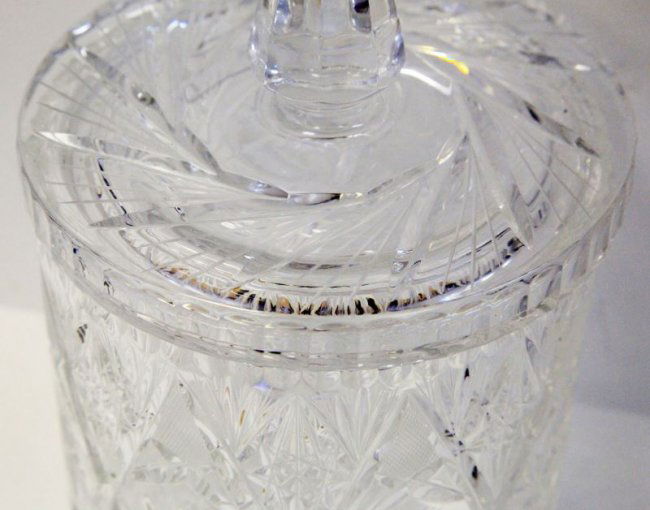 HAND CUT LEAD CRYSTAL ICE BUCKET WITH LID Lot 2110